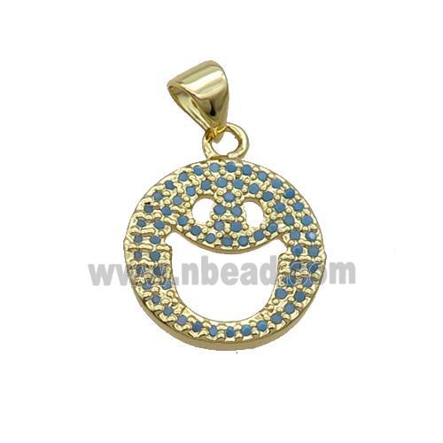 Copper Emoji Pendant Pave Turq Zircon Gold Plated