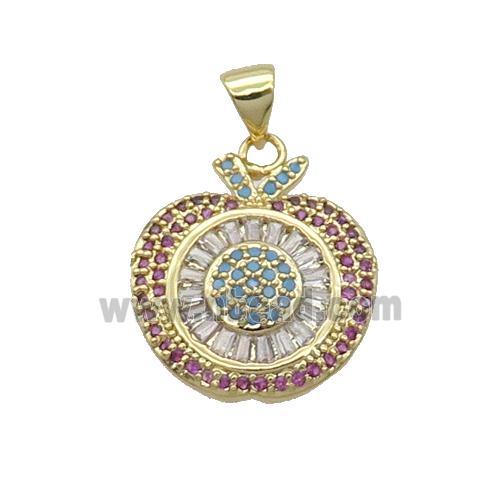 Copper Apple Pendant Pave Zircon Gold Plated