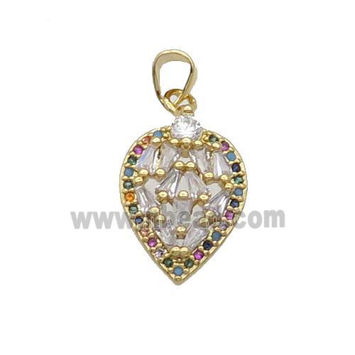 Copper Leaf Pendant Pave Zircon Gold Plated