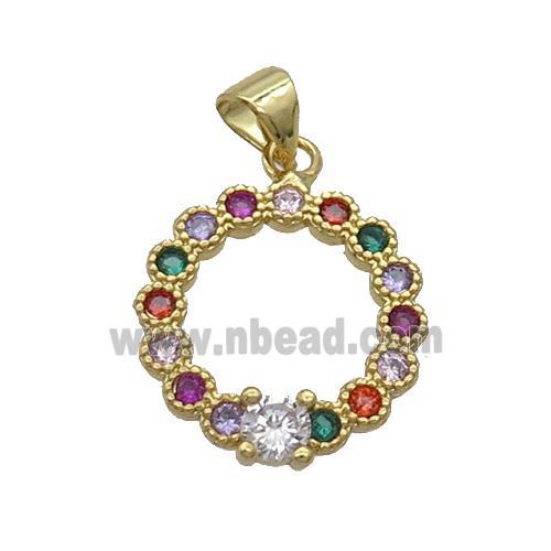 Copper Circle Pendant Pave Zircon Gold Plated