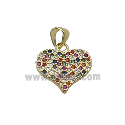 Copper Heart Pendant Pave Zircon Multicolor Gold Plated