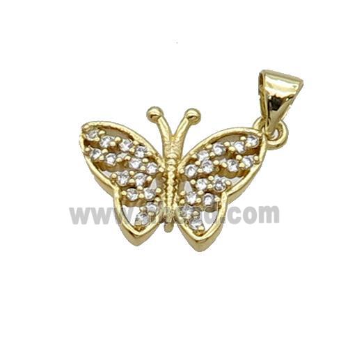 Copper Butterfly Pendant Pave Zircon Gold Plated