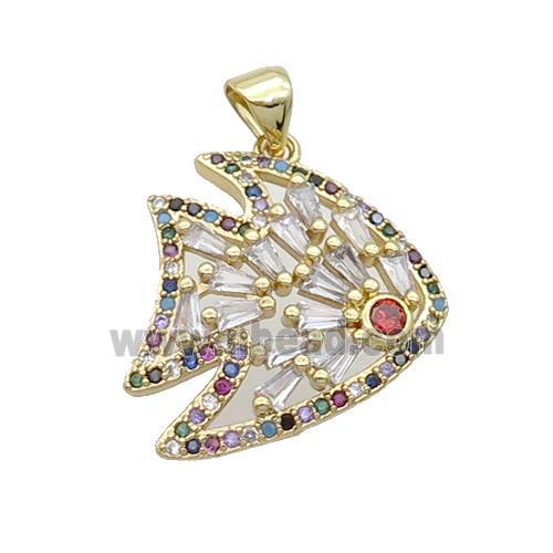 Copper Goldfish Pendant Pave Zircon Multicolor Gold Plated