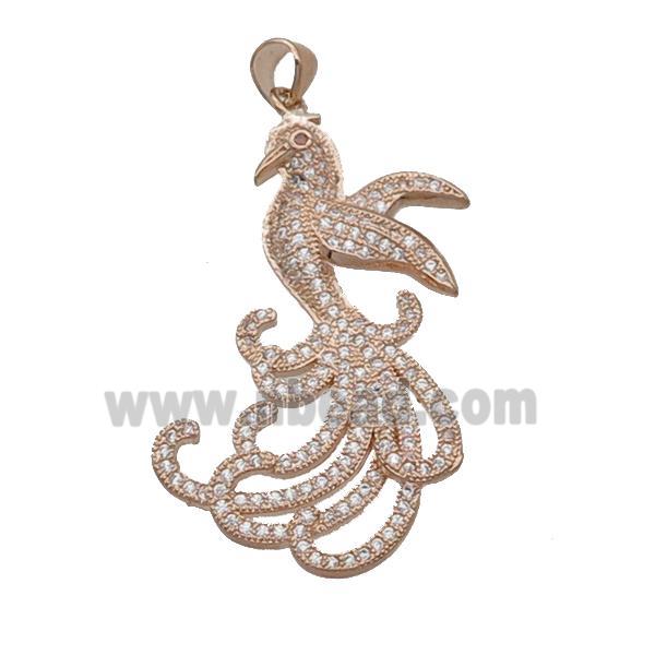 Copper Phoenix Pendant Pave Zircon Rose Gold