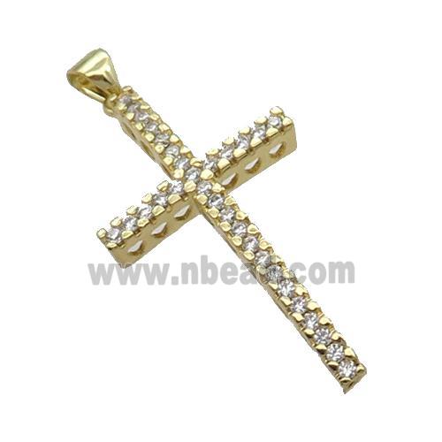 Copper Cross Pendant Pave Zircon Gold Plated