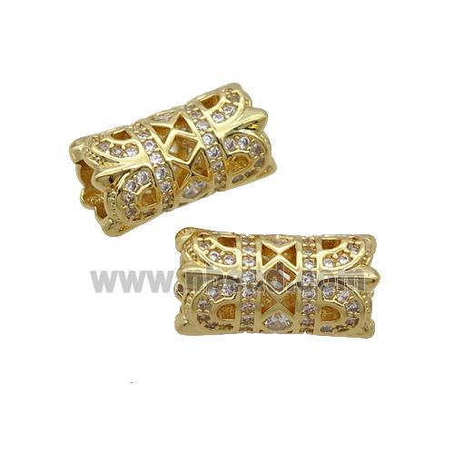 Copper Tube Beads Pave Zircon Gold Plated