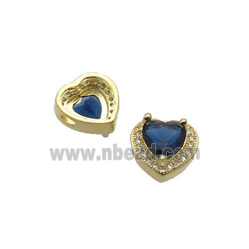 Copper Heart Beads Pave Zircon Gold Plated