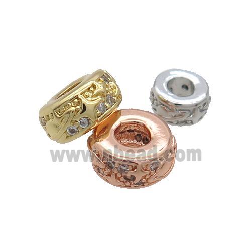 Copper Rondelle Spacer Beads Pave Zircon Mixed