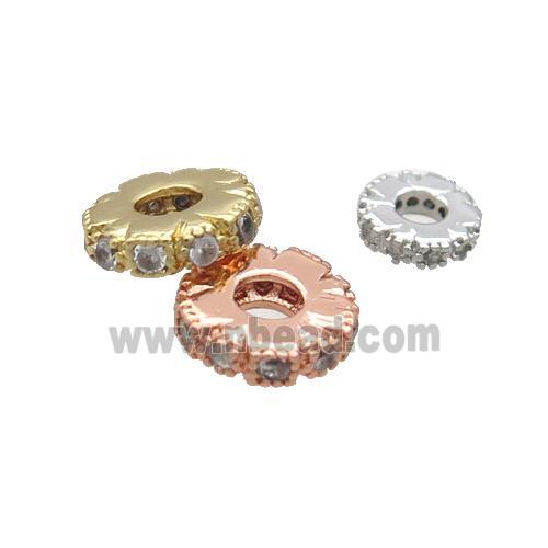 Copper Heishi Spacer Beads Pave Zircon Mixed