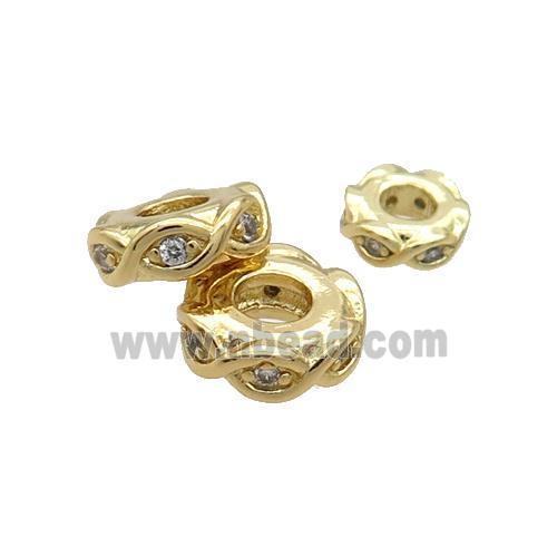 Copper Heishi Spacer Beads Pave Zircon Gold Plated