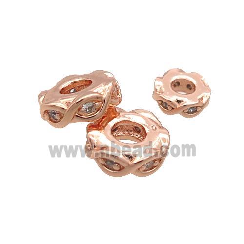 Copper Heishi Spacer Beads Pave Zircon Rose Gold