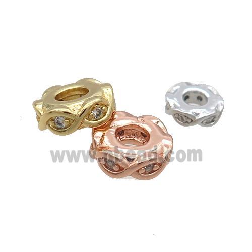 Copper Heishi Spacer Beads Pave Zircon Mixed