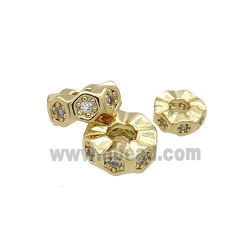 Copper Heishi Spacer Beads Pave Zircon Gold Plated