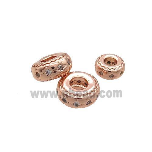 Copper Rondelle Spacer Beads Pave Zircon Rose Gold