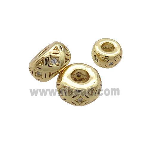 Copper Rondelle Spacer Beads Pave Zircon Gold Plated