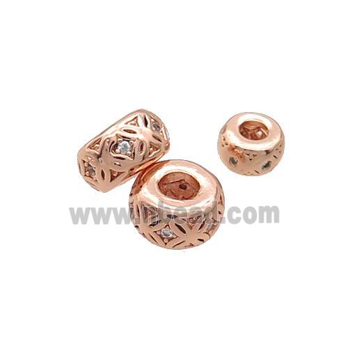 Copper Rondelle Spacer Beads Pave Zircon Rose Gold