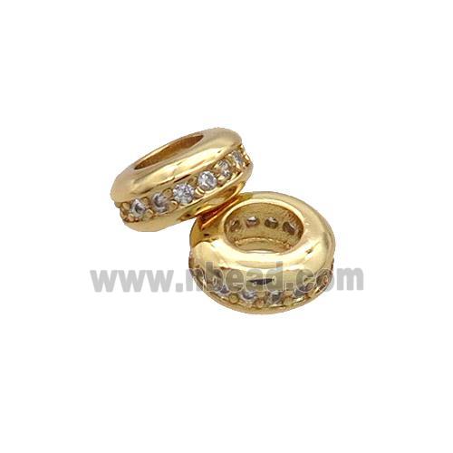 Copper Rondelle Spacer Beads Pave Zircon Gold Plated