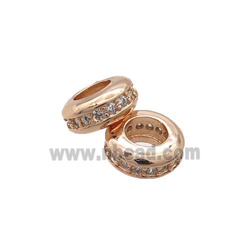 Copper Rondelle Spacer Beads Pave Zircon Rose Gold