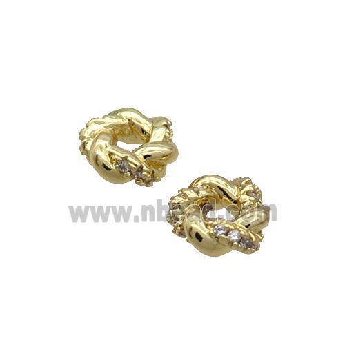 Copper Rondelle Spacer Beads Pave Zircon Gold Plated