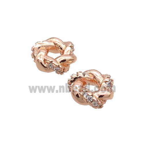 Copper Rondelle Spacer Beads Pave Zircon Rose Gold