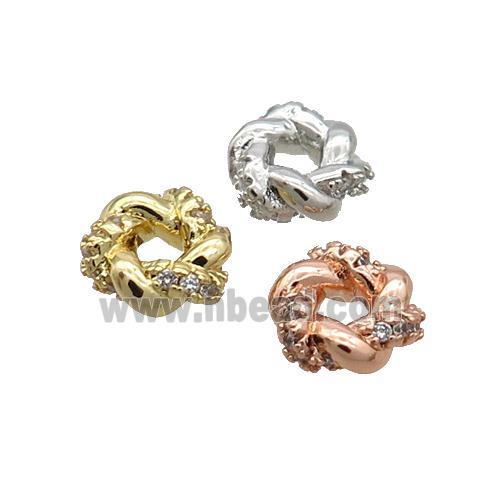 Copper Rondelle Spacer Beads Pave Zircon Mixed