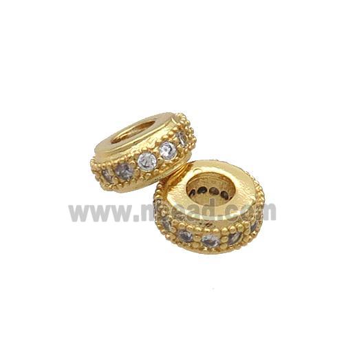 Copper Rondelle Spacer Beads Pave Zircon Gold Plated