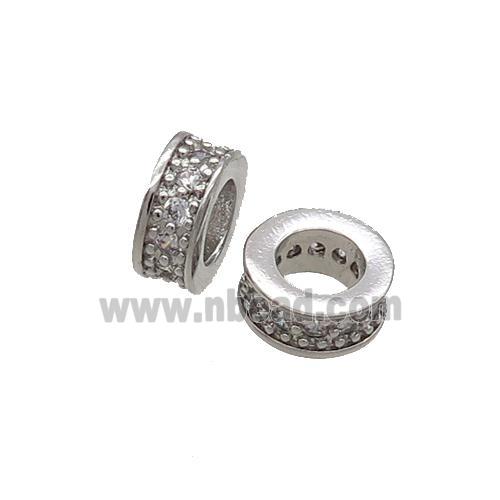 Copper Heishi Spacer Beads Pave Zircon Platinum Plated