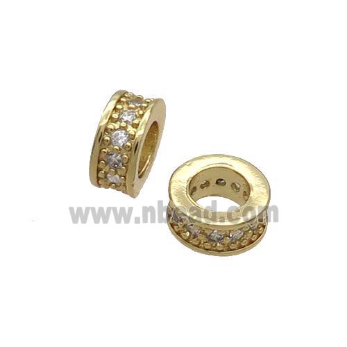 Copper Heishi Spacer Beads Pave Zircon Gold Plated