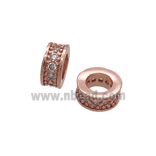 Copper Heishi Spacer Beads Pave Zircon Rose Gold