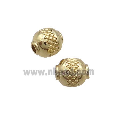 Copper Round Beads Large Hole Gold Plated