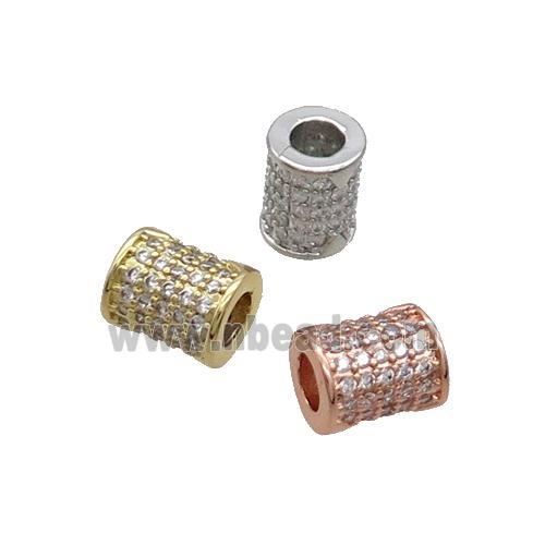 Copper Tube Beads Pave Zircon Large Hole Mixed