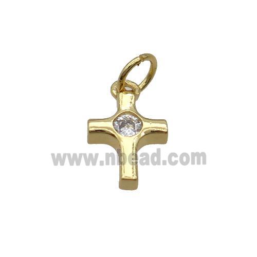 Copper Cross Pendant Pave Zircon Gold Plated