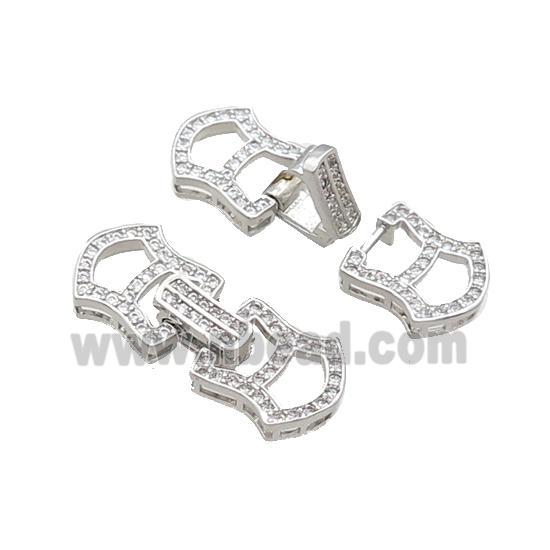 Copper Clasp Pave Zircon Platinum Plated