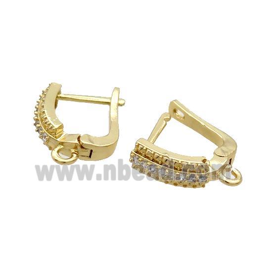 Copper Latchback Earring Pave Zircon Gold Plated