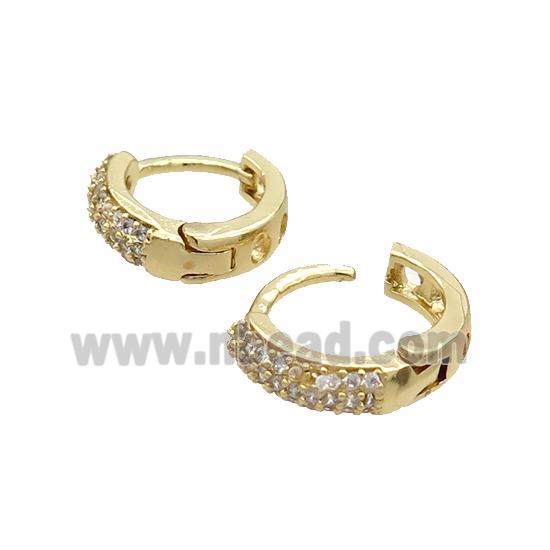 Copper Latchback Earring Pave Zircon Gold Plated