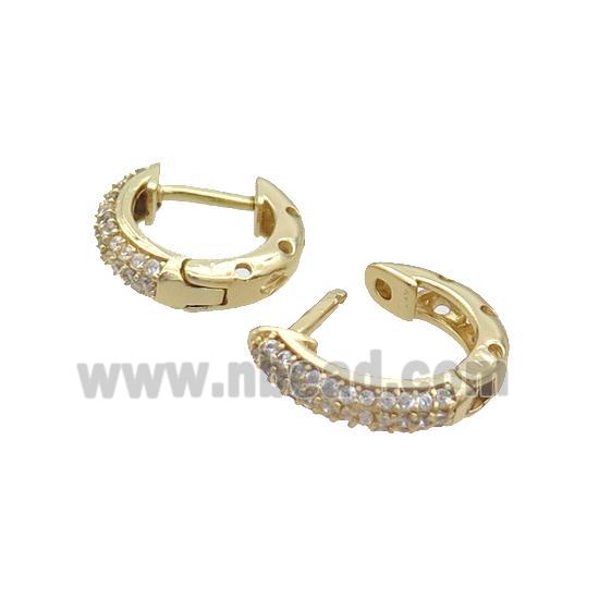 Copper Latchback Earring Pave Zircon Gold Plated