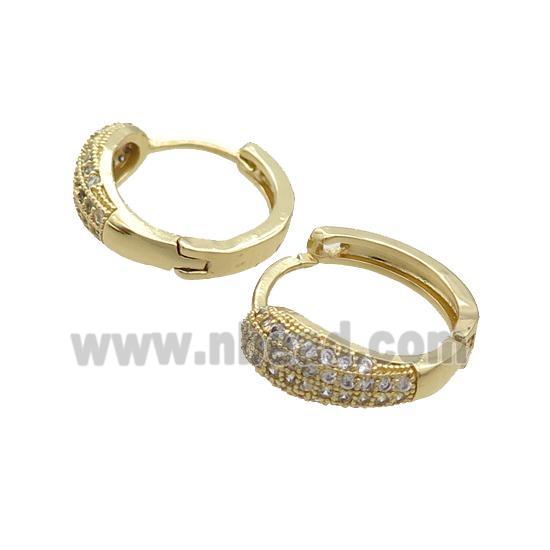 Copper Latchback Earring Pave Zircon Gold Plated