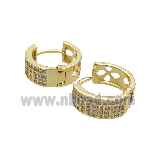 Copper Latchback Earring Pave Zircon Gold Plated