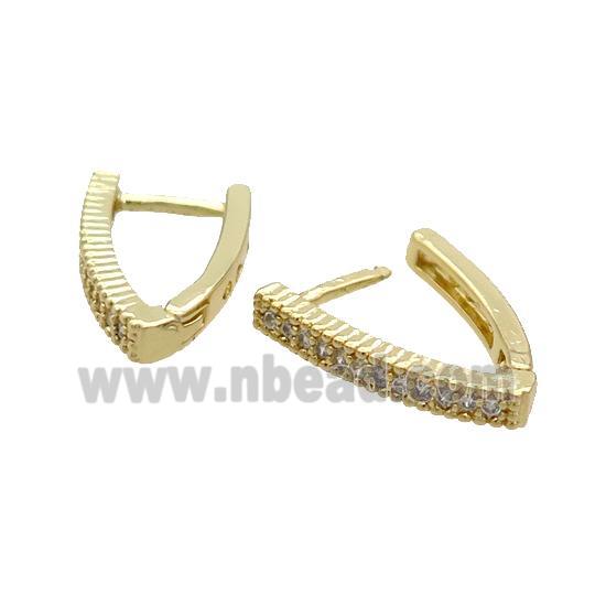 Copper Latchback Earring Pave Zircon Gold Plated