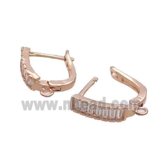 Copper Latchback Earring Pave Zircon Rose Gold