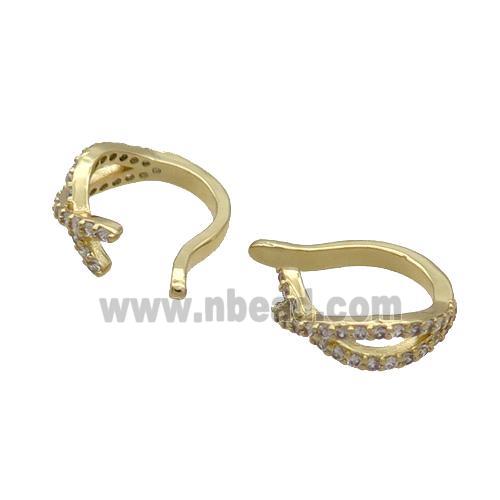 Copper Clip Earring Pave Zircon Gold Plated