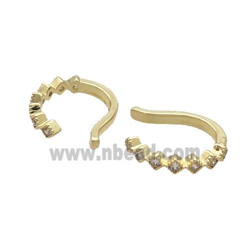 Copper Clip Earring Pave Zircon Gold Plated