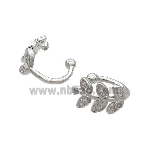 Copper Clip Earring Pave Zircon Platinum Plated