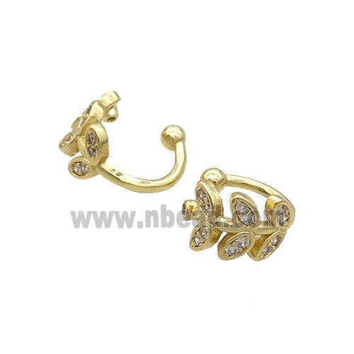 Copper Clip Earring Pave Zircon Gold Plated