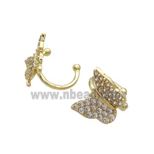 Copper Clip Earring Pave Zircon Gold Plated