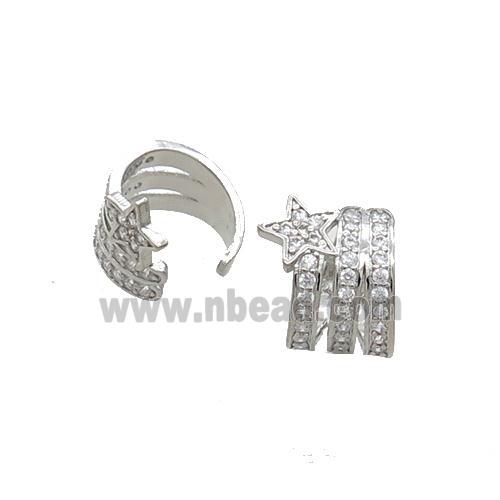 Copper Clip Earring Pave Zircon Platinum Plated