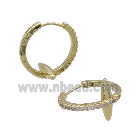 Copper Hoop Earring Pave Zircon Gold Plated