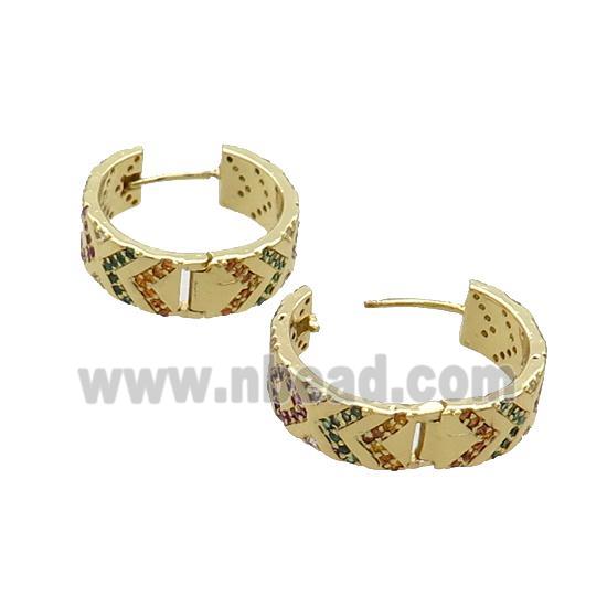 Copper Hoop Earring Pave Zircon Gold Plated