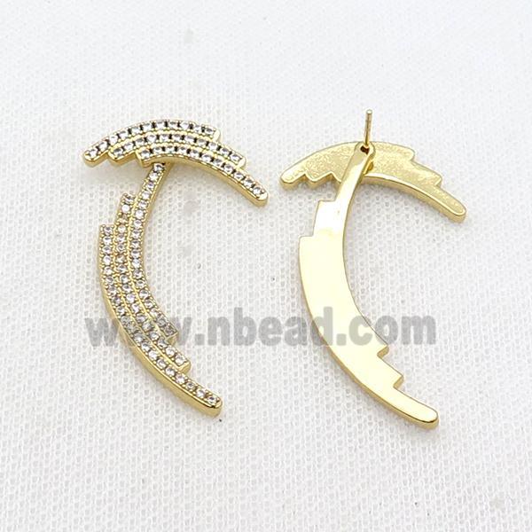 Copper Stud Earring Pave Zircon Gold Plated