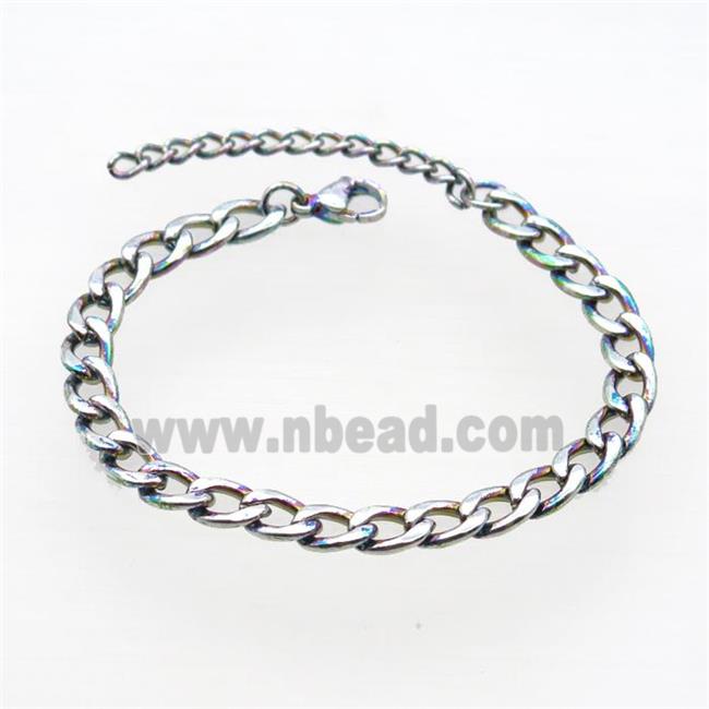 Copper Chain Bracelet Rainbow Lacquered Platinum Plated